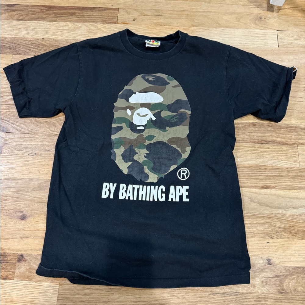 Bape Black Tee with Camo Ape Logo